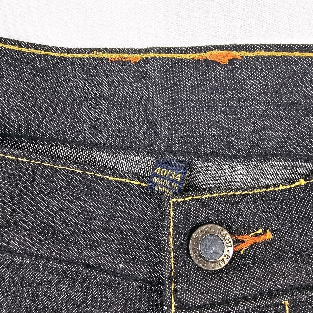 Vintage Karl Kani Gold Jeans Men 40x34 Dark Wash Embroidered Hip Hop - Picture 2 of 7